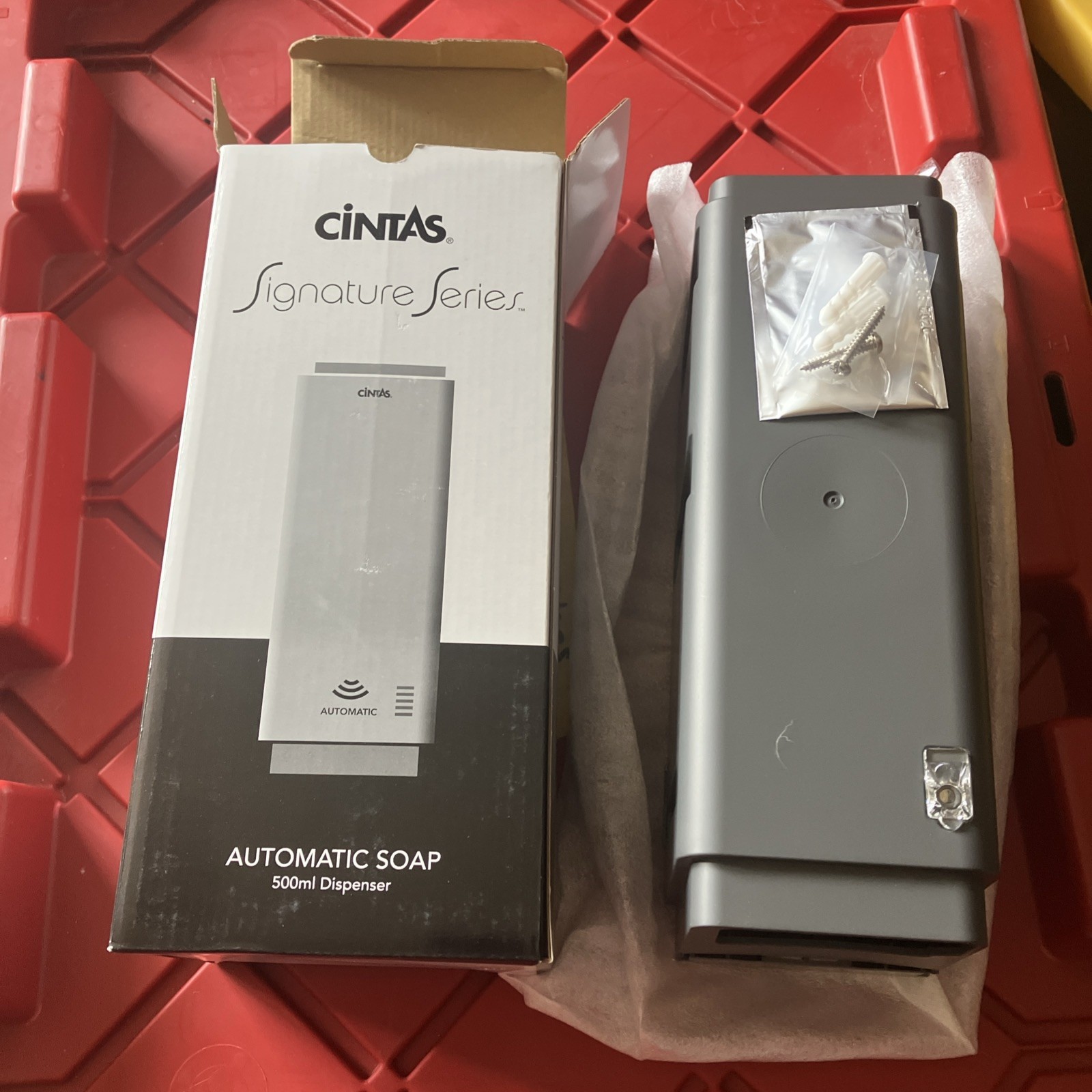 New Cintas Signature Series Automatic Soap Dispenser Dark Grey With White Cover gallery