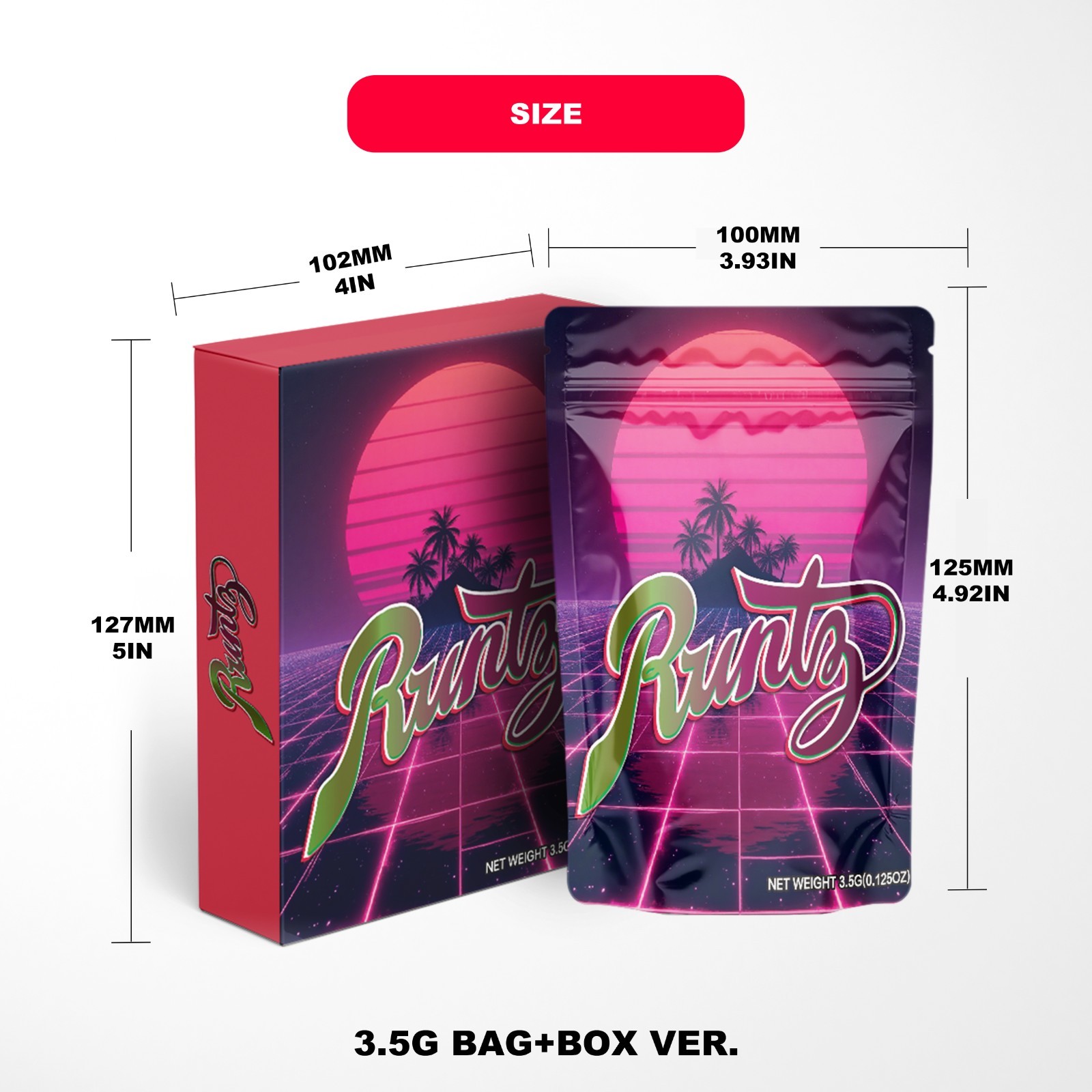 50pcs｜Holographic｜Smell Proof ｜Mylar Bag + Box｜Resealable｜3.5gram｜ Zip Pouches gallery