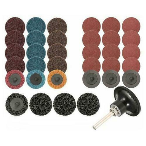 35pc 2" ROLL LOCK SANDING DISC KIT Assortment w/ MANDREL / HOLDER R-lock VCT gallery