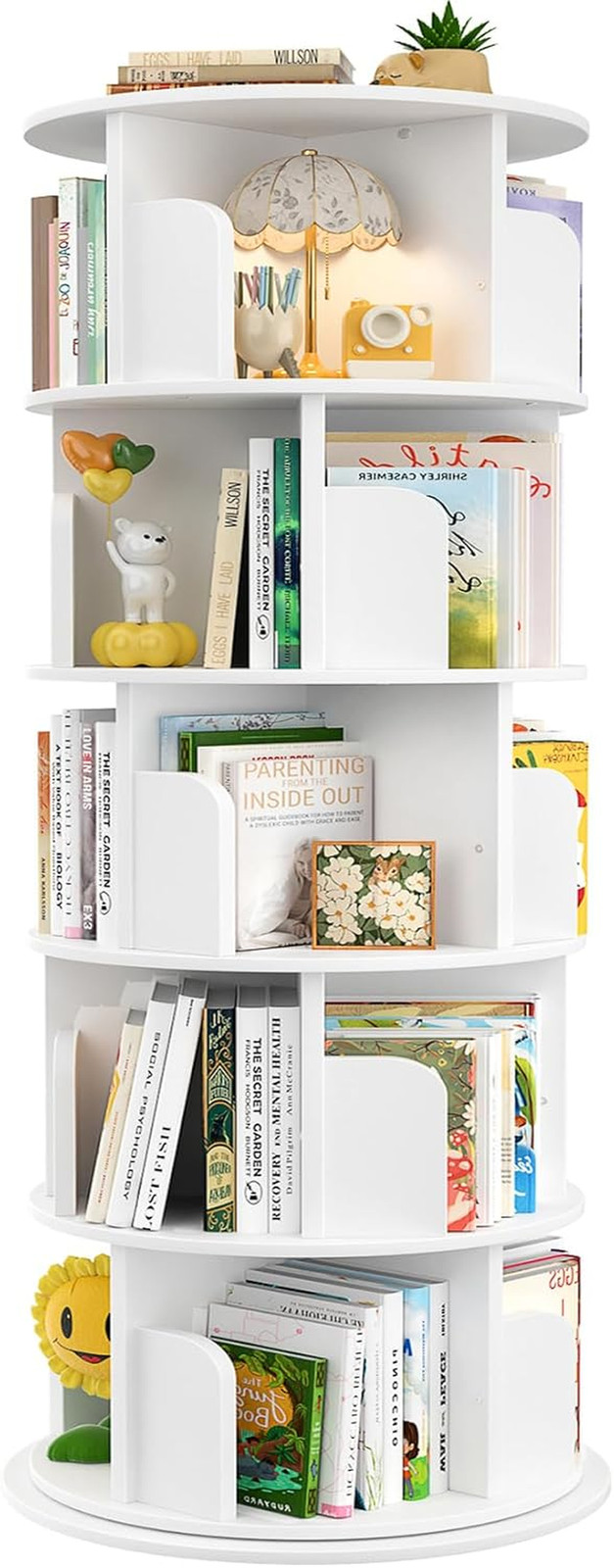 Rotating Bookshelf, 360 Display Wood Spinning Bookshelf Tower, 5 Tier Floor Stan gallery