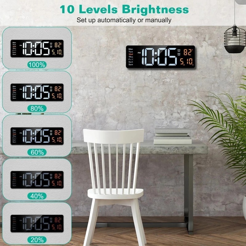 16" Large Digital Wall Clock with Remote, Large Display LED Wall Clock Timer US gallery