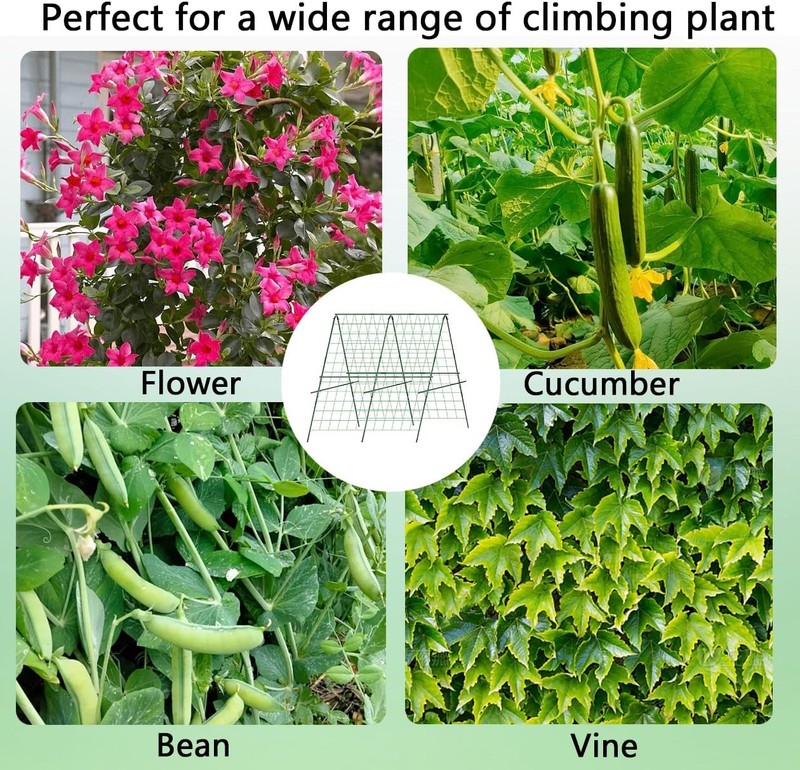 Cucumber Trellis,A-Shape Garden Trellis for Raised Beds with Climbing Net gallery