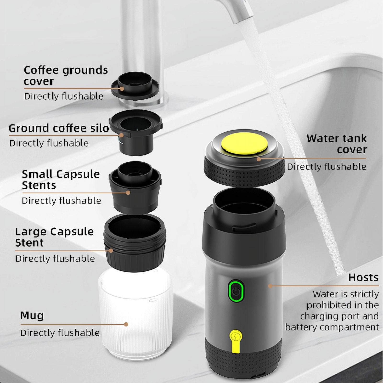 TINANA YH-MCM-A Fast Self-Heating Espresso Maker with Car Charger, 15 Bar Mini gallery