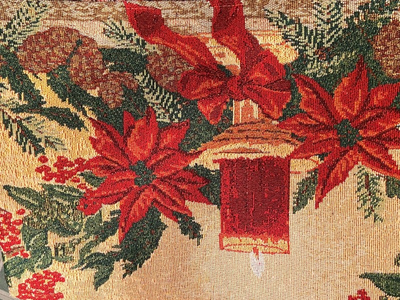Christmas Theme Linen Table Runner 68" X 12" *Pre-Owned/No Tag* m1 gallery