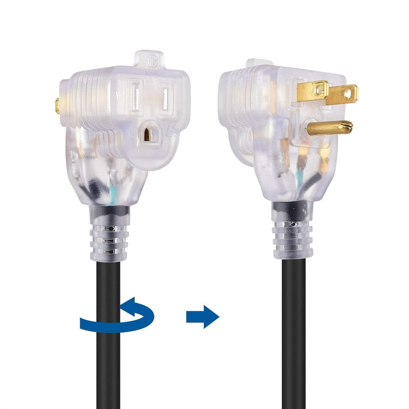 2-Pack 2 Outlet Short Extension Cord - 1Ft, 13A/1625W, Pigtail Extension Cord wi gallery