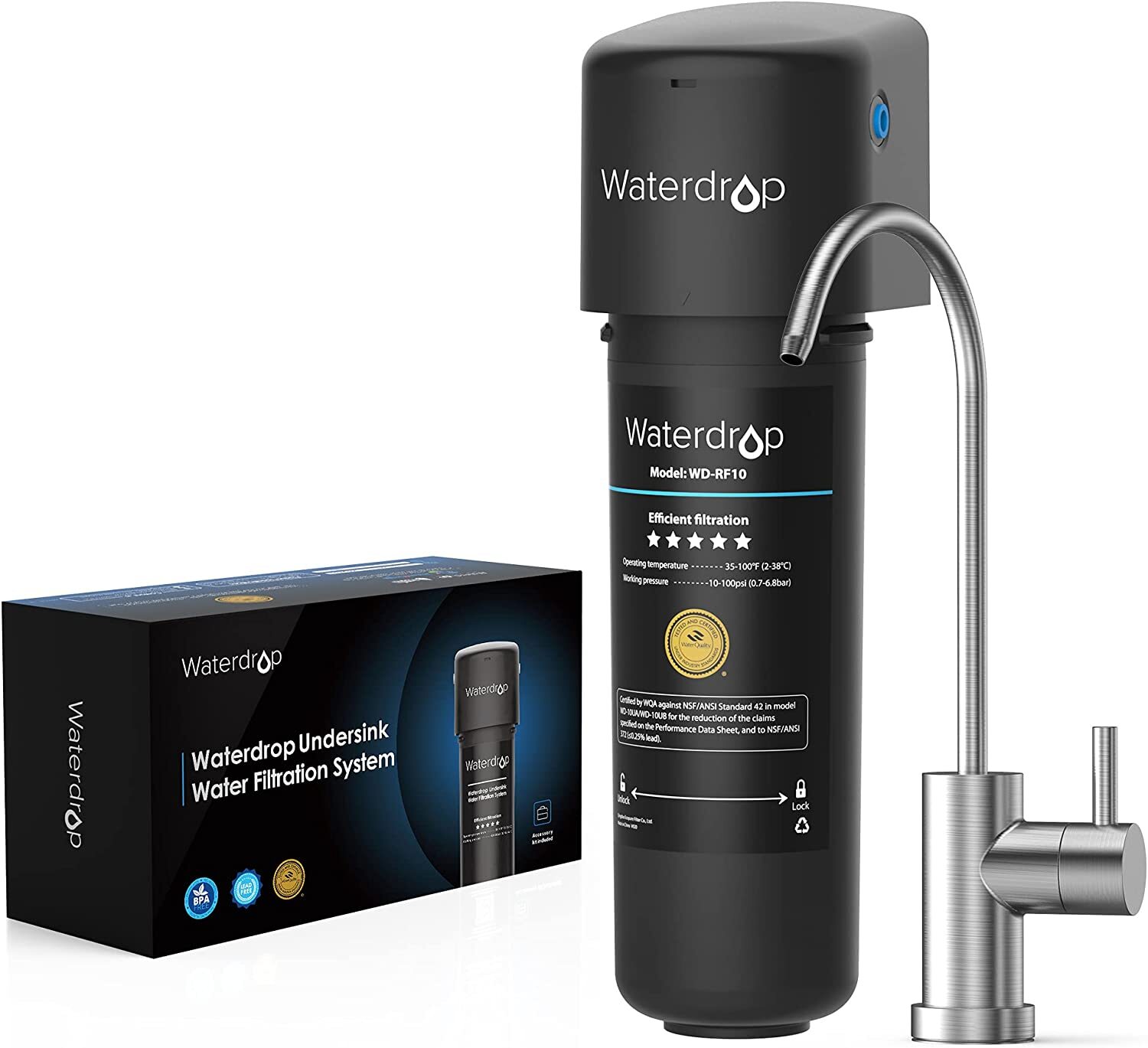 Waterdrop 10UB Under Sink Water Filter System, with Stainless Steel Faucet gallery