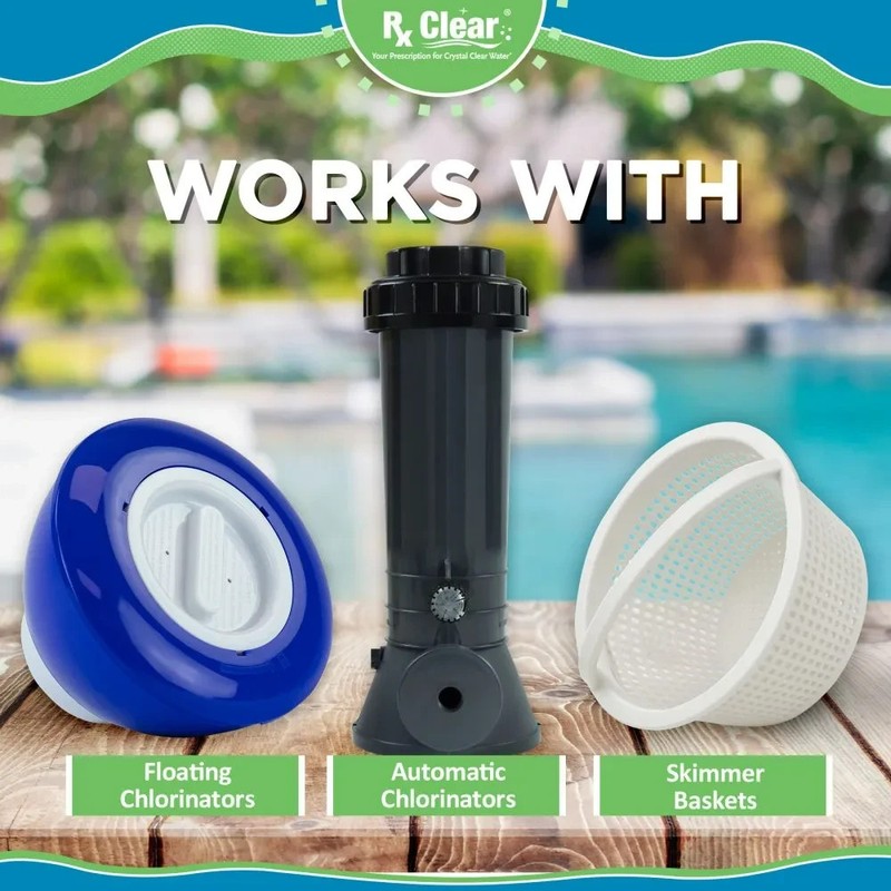 Rx Clear 3" Dissolving Stabilized Chlorine Swimming Pool Tablets - (Choose Size) gallery