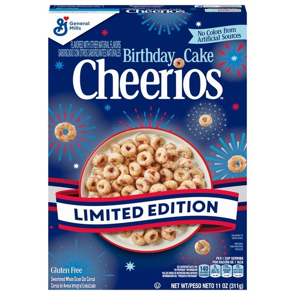General Mills 11 oz BIRTHDAY CAKE Cheerios America USA Limited Edition BB 3/2027 gallery