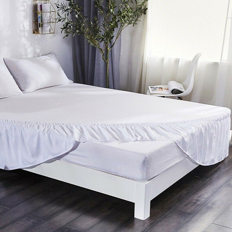 16'' Solid Elastic Bed Skirt Dust Ruffle Pleat Wrap Around Bedding Spread Cover gallery