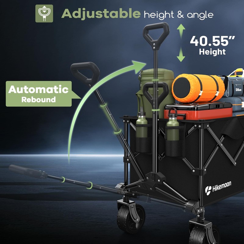 150L Collapsible Wagons Carts Foldable, 420LBS Heavy Duty Folding Beach Cart wit gallery