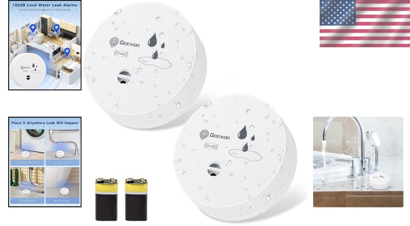 Battery-Powered 2 Pack Water Sensor Detectors – 100dB Alerts for Leak Prevention gallery