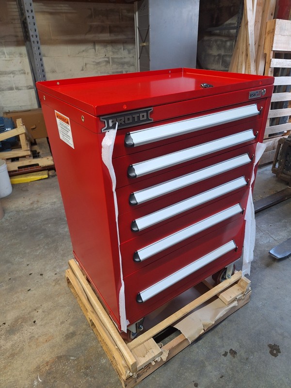 PROTO Rolling Tool Cabinet: Red / Red Drawer, 30 in W x 21 3/8 in D x 42 1/2 in gallery