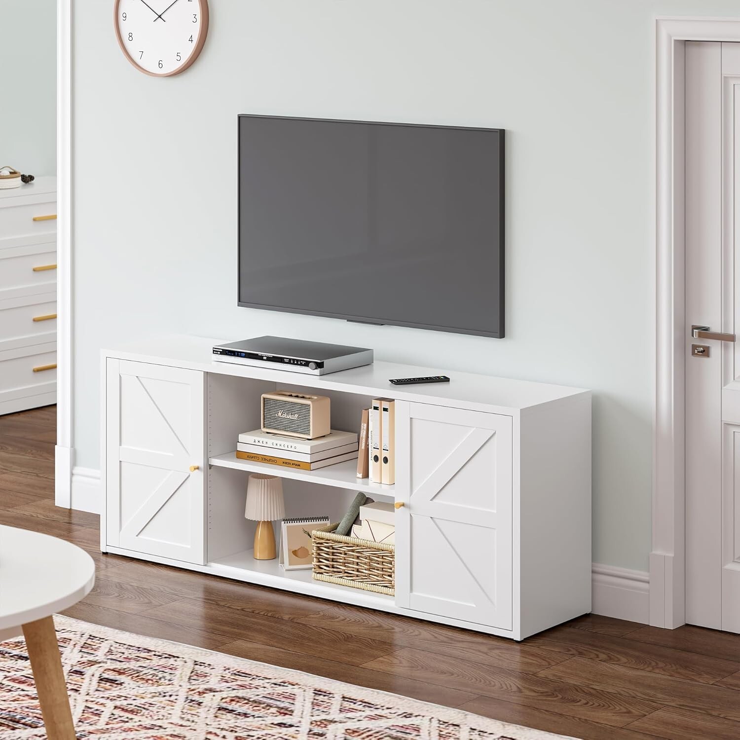 Elegro Metal TV Stand With Adjustable Shelves For 65in TV,Media TV Console Tale gallery