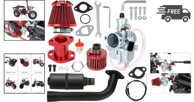 Carburetor Exhaust Header Muffler Stage 2 Kit for Mini Bike Go Kart Predator ... gallery