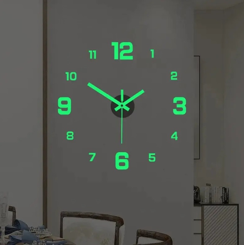 1pc Luminous 40cm DIY Silent Wall Clock Glow in Dark Sticker Clock - NEW gallery