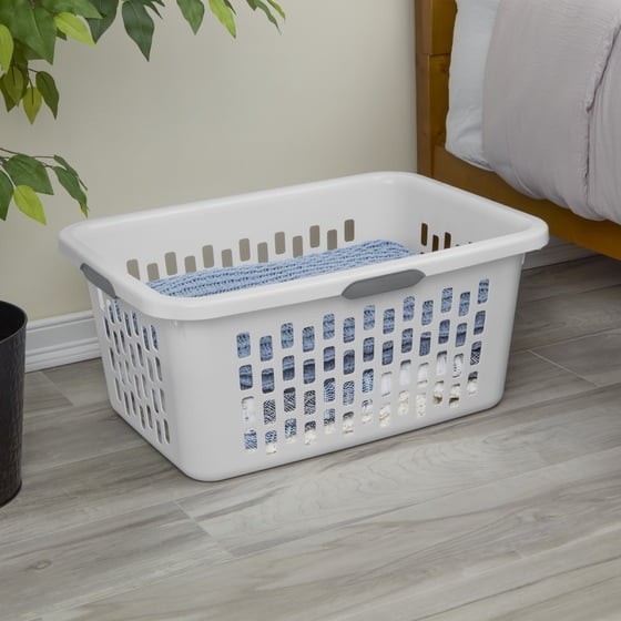 Sterilite 2 Bushel Large Plastic Laundry Basket 4 Comfort Grip Handles, White gallery