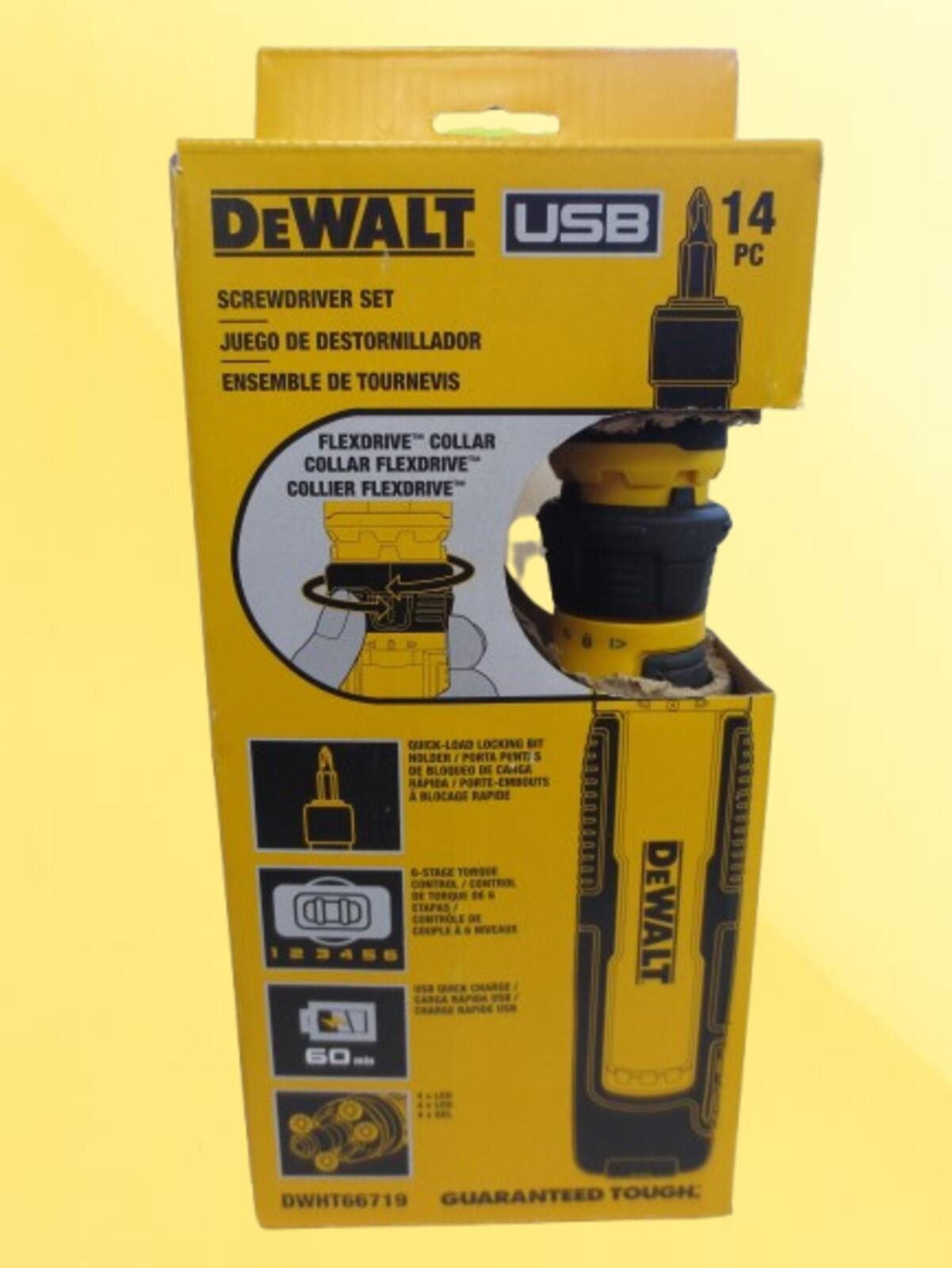 DEWALT USB RECHARGEABLE DWHT66719 FLEXDRIVE CORDLESS SCREWDRIVER 14PCS SET gallery