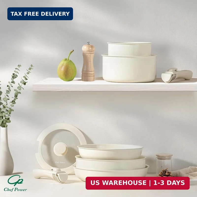 Chef Power Ceramic Cookware Set Non Toxic with Detachable Handles, Healthy Nonst gallery