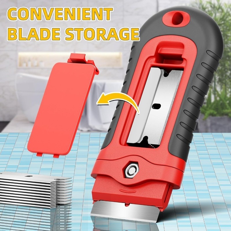 Razor Blade Scraper Tool with 15 Extra Blades for Cleaning Window Glass Stove gallery