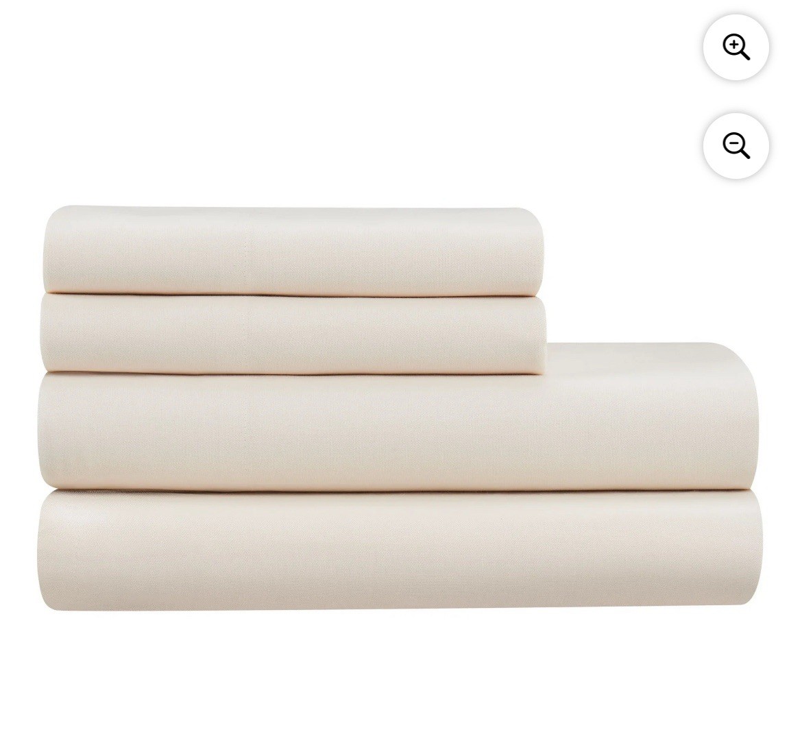 Hotel Style 4-Piece Tan Lyocell & Linen Blend Percale Bed Sheet Set, Full gallery