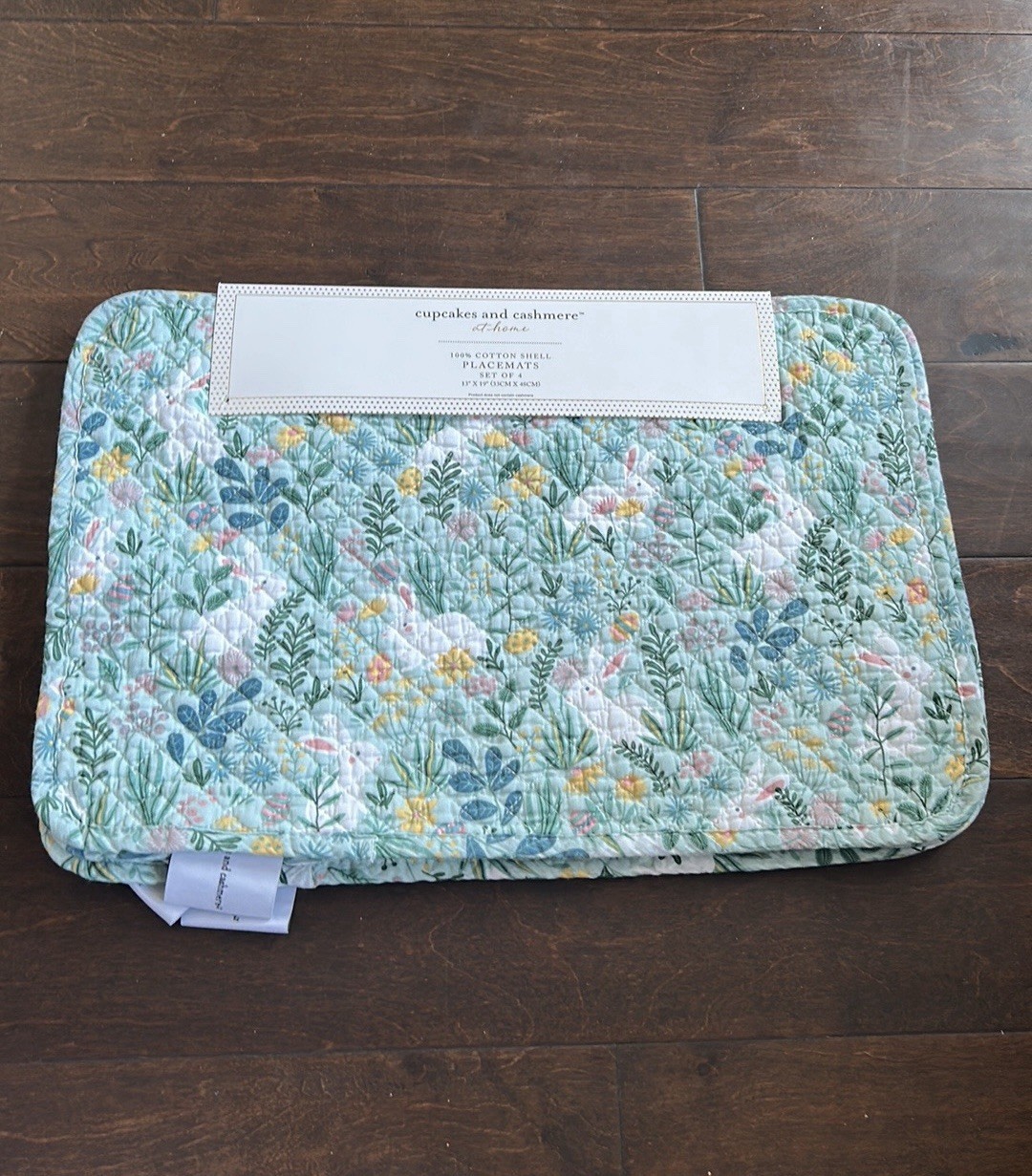 Cupcakes & Cashmere 4 Reversible Quilted Easter Placemats Floral Bunny New gallery