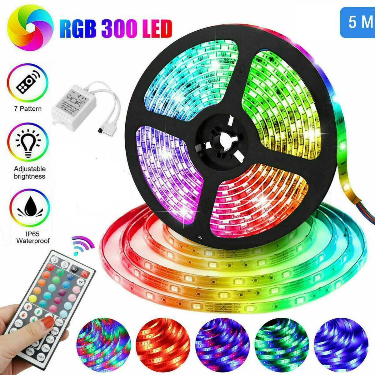16FT LED Strip Light 3528 SMD RGB 300Leds Waterproof IR Controller 12V ROPE US gallery