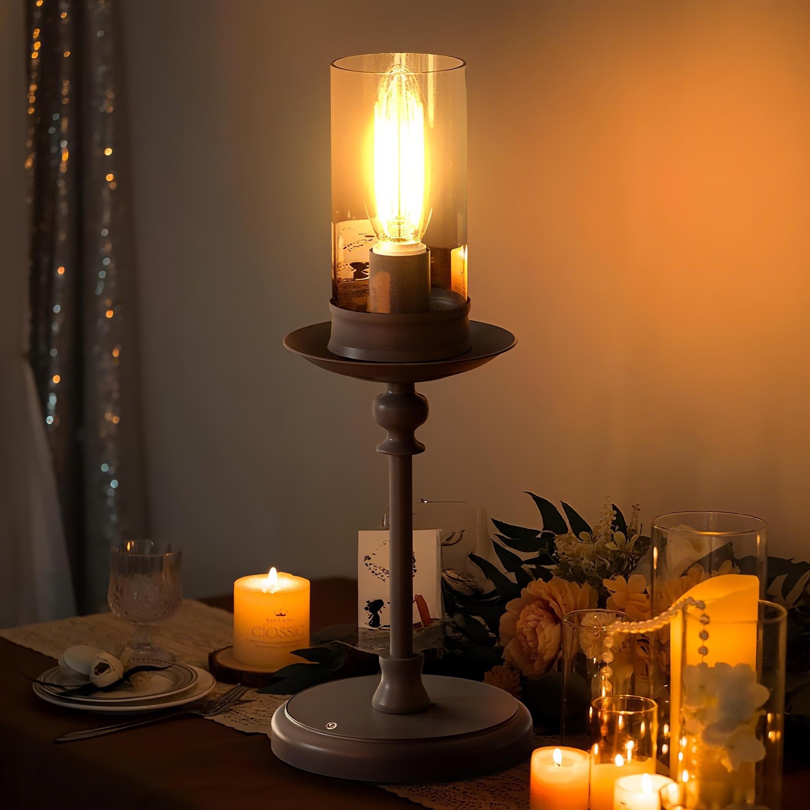 Retro Cordless Touch Dimmable Table Lamp, 5200mAh Features 3 Color Temperatur... gallery