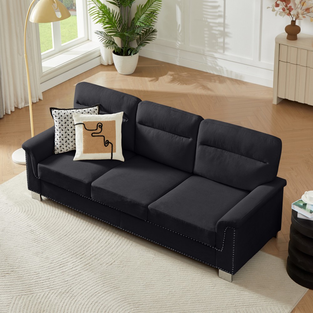 82" Modern Compressed Snowfleece Fabric 3-Seater Sofa, for Living Room, Bedroom gallery