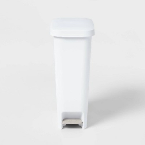 11gal Slim Step Trash Can - Brightroom: White Pedal-Operated Lid,Textured Indoor gallery