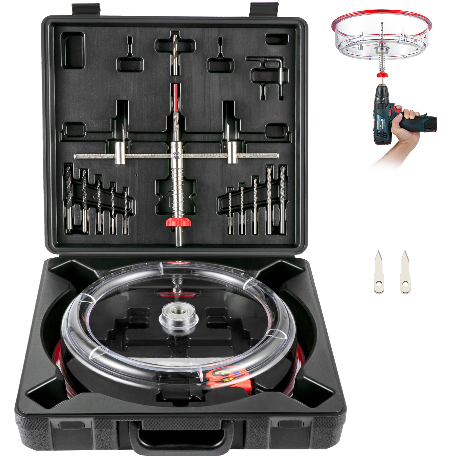 VEVOR Adjustable Hole Saw Cutter Kit Hole Cutter 1-5/8" to 11-13 /16" w/ Shield gallery