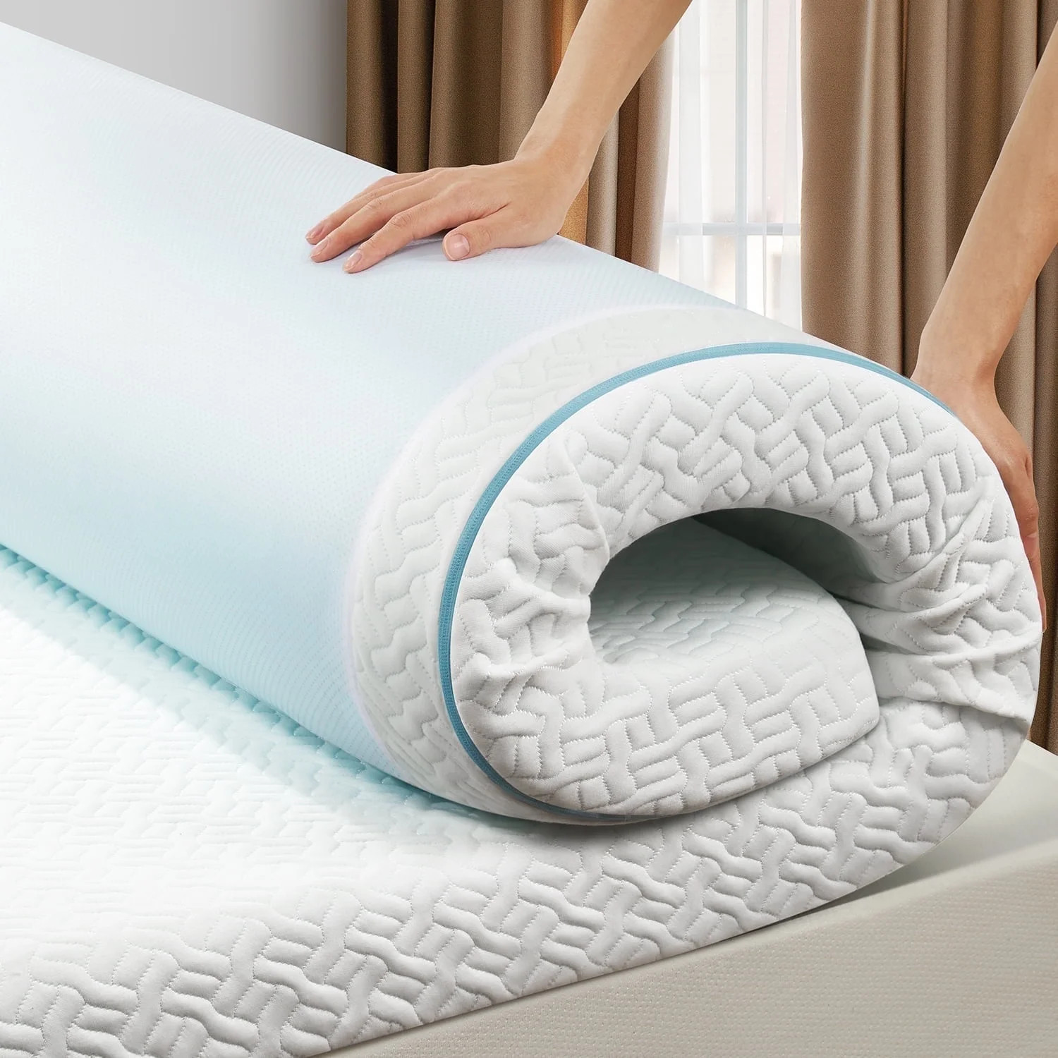 3 inch Non-Slip Gel Memory Foam Mattress Topper Cooling CertiPUR-US Certified Wa gallery