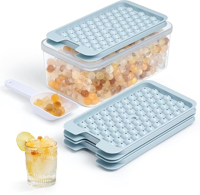 3 Pack Mini Ice Cube Trays with Lid & Bin Easy Release BPA Free gallery