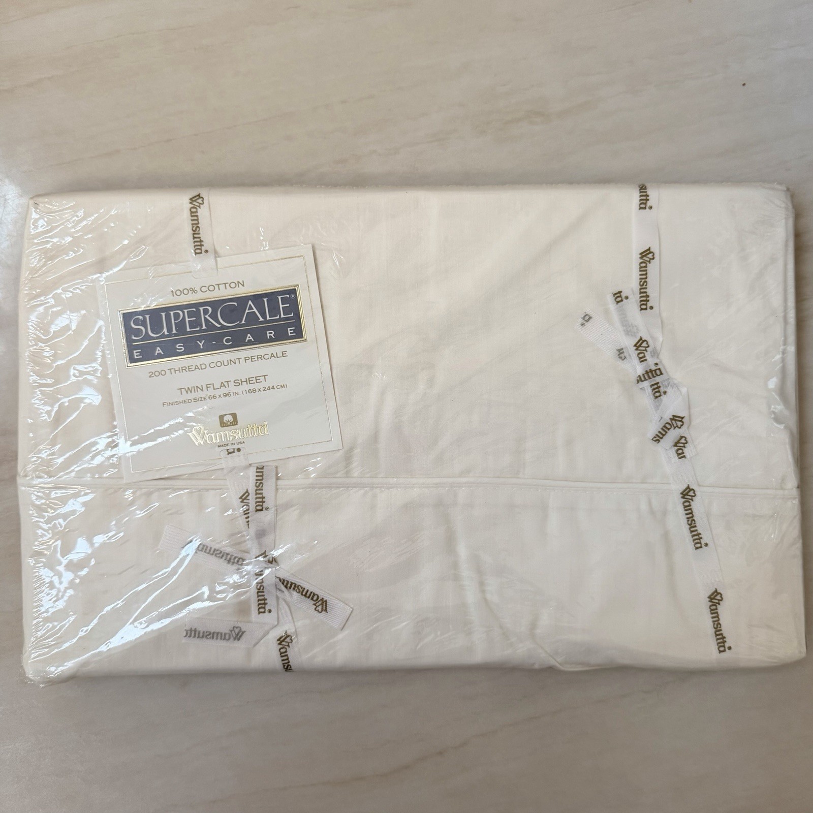 Wamsutta SUPERCALE Easy-care 200 Thread Percale Twin Flat Sheet Cotton Ivory USA gallery