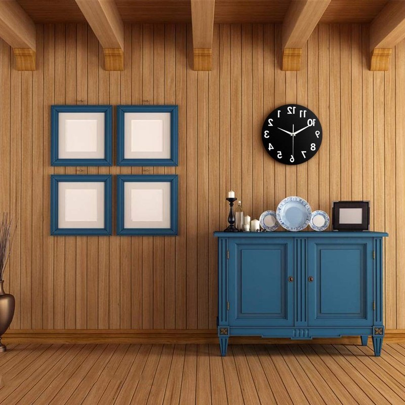 Reverse Wall Clock 12 inch Unusual Numbers Backwards Modern Decorative Clock Wat gallery