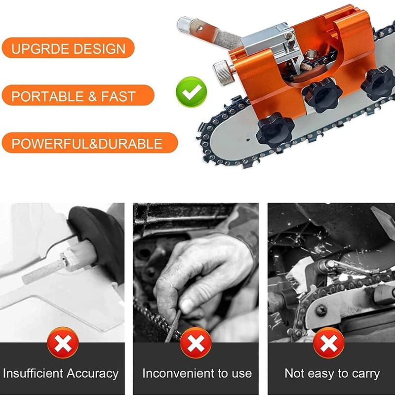 Chainsaw Chain Sharpening Jig Portable Hand Crank Sharpener Tool Set us gallery