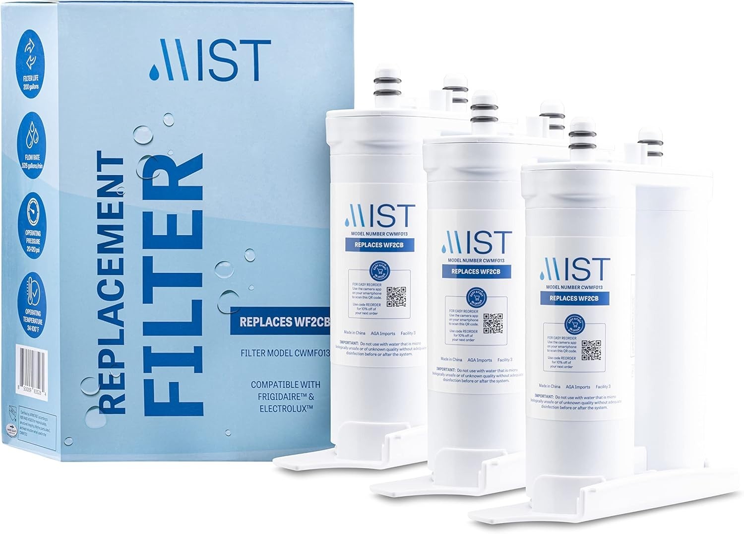 3 pack Mist WF2CB Water Filters for Frigdaire Electrolux Refrigerator Kenmore gallery