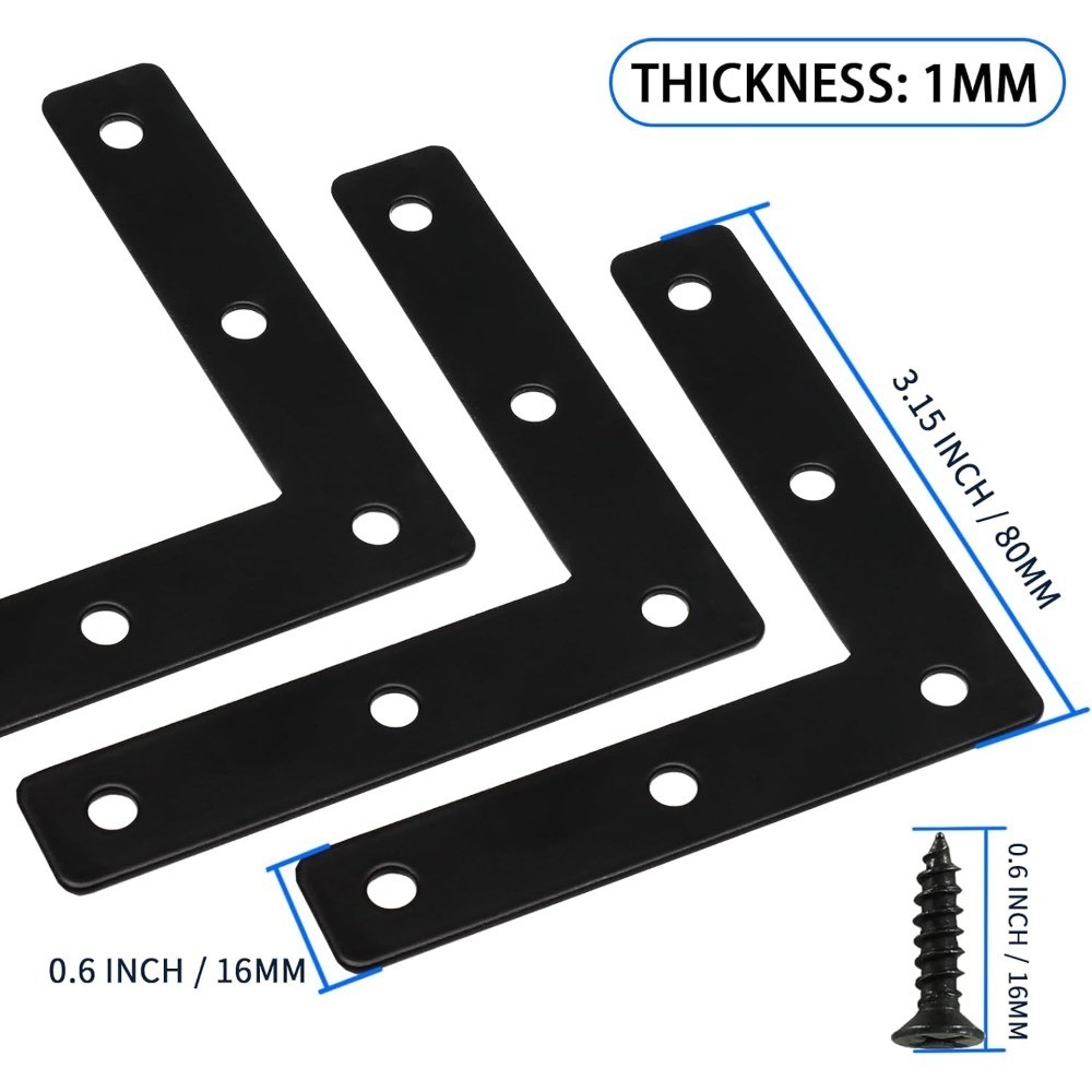 10 Pcs 3x3 Inch L Bracket Corner Brace Flat Iron Metal L Shaped Right Angle gallery