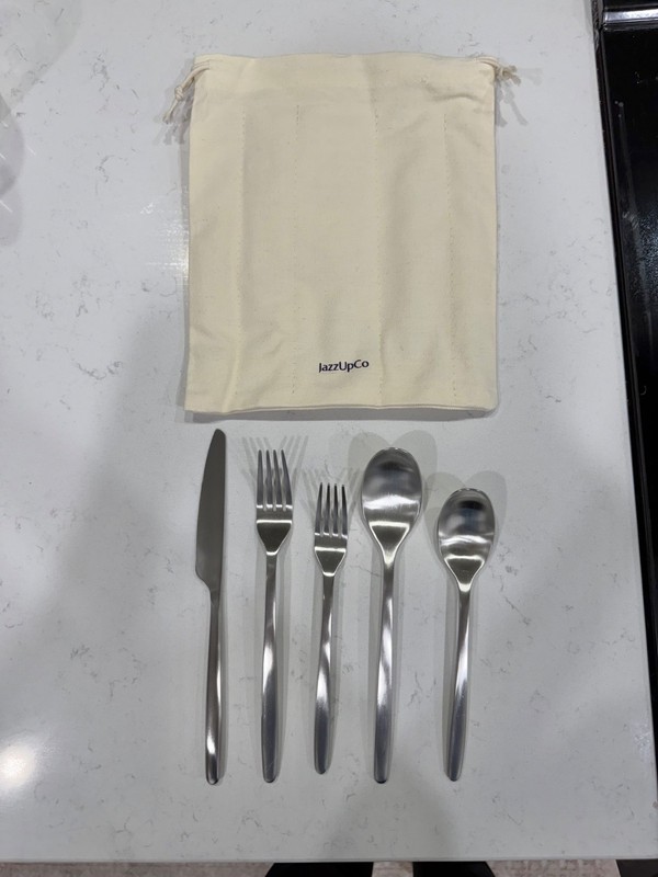 Ava Flatware Matte Silver 18/10 - 4 Person Set (20 Pieces) NEW gallery