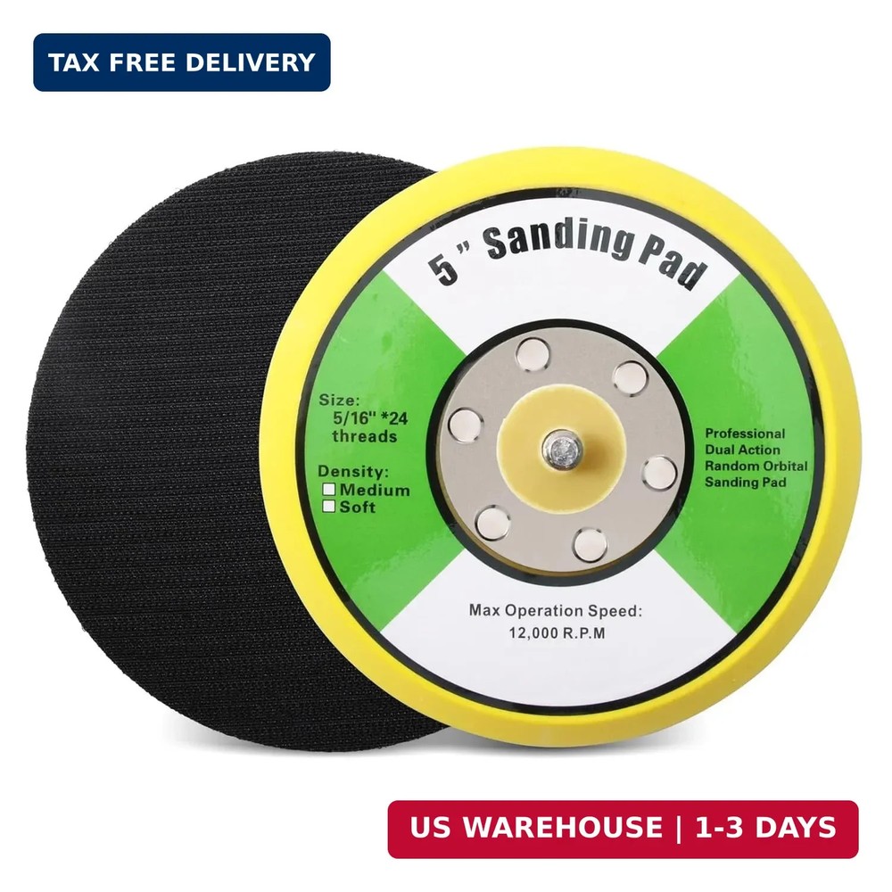 1Pcs 5in Hook and Loop Flexible Backing Pad, 5" Sanding Back Pad 5/16" 24 Thread