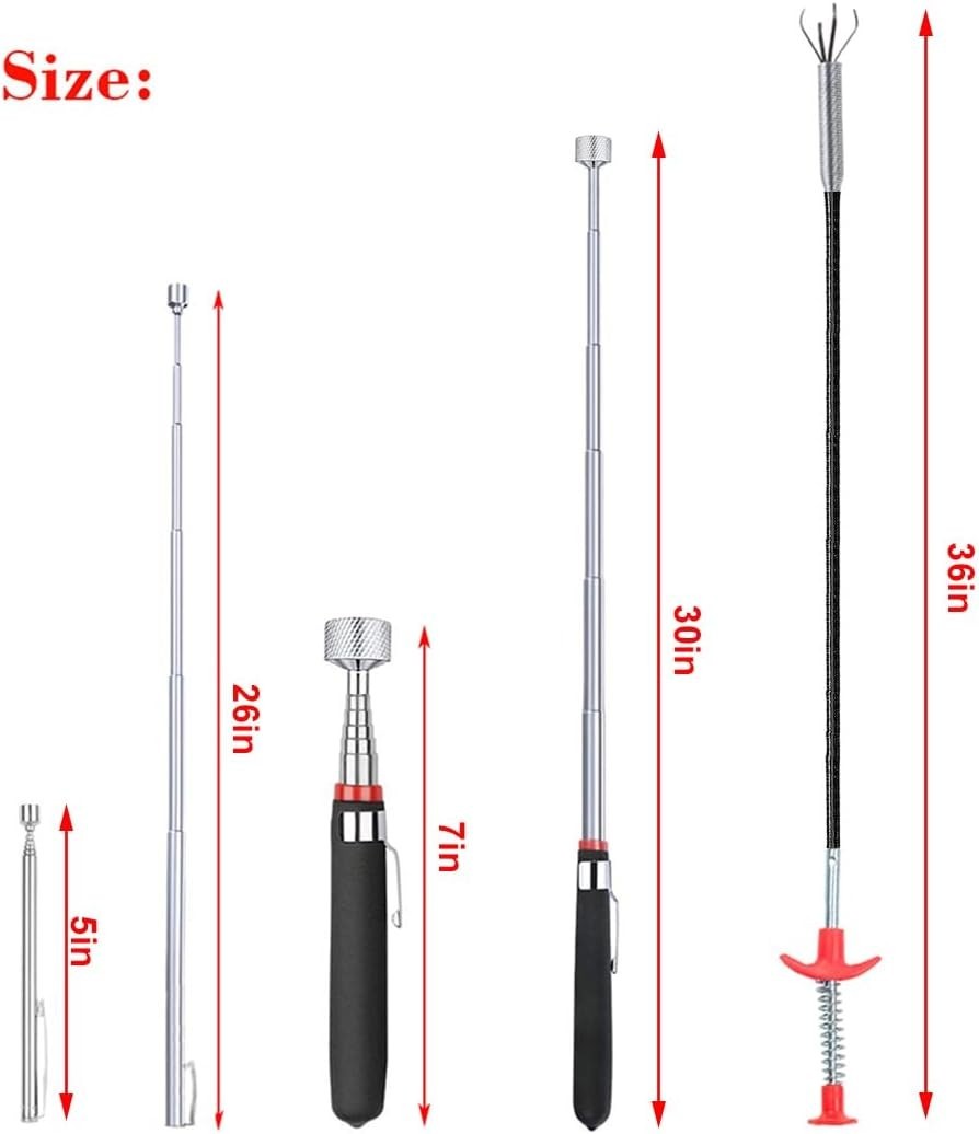 4 Pack Telescoping Magnetic Pickup Tools Flexible Grabber Claw & Magnet Set New gallery
