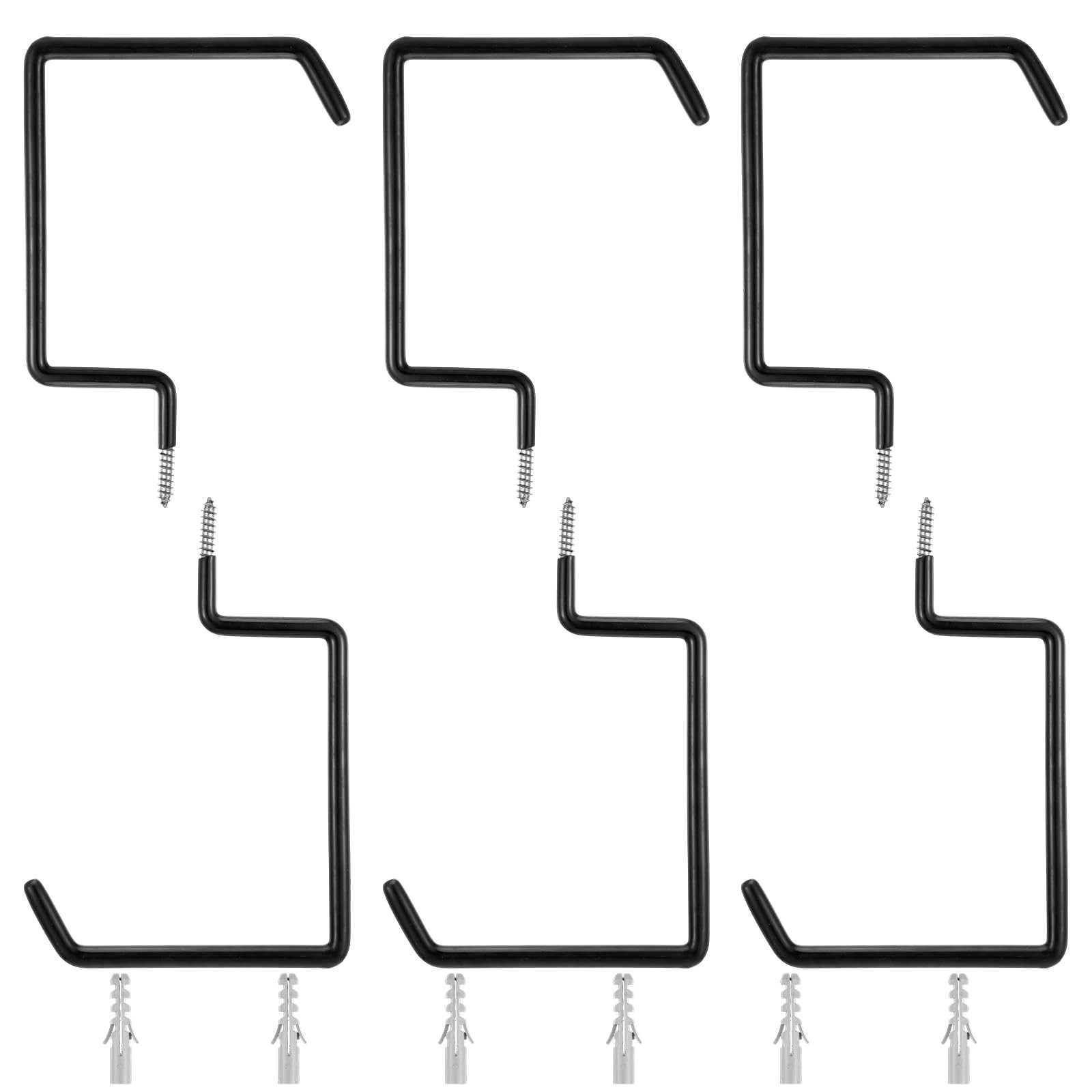 6 PCS Heavy Duty Screw In Hooks 75LB Capacity Black Ladder Vinyl Coated gallery