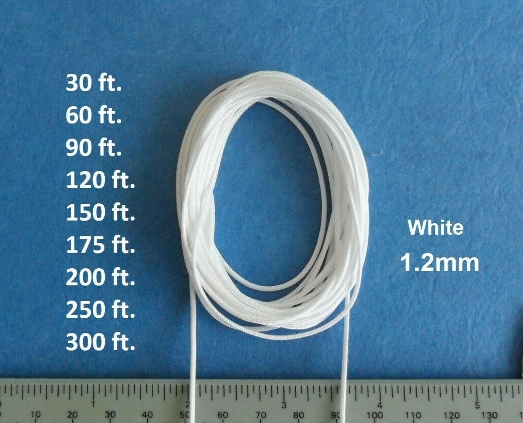 1.2 mm White Lift Pull String Cord for Window Blinds & Shades, 30-300 ft gallery