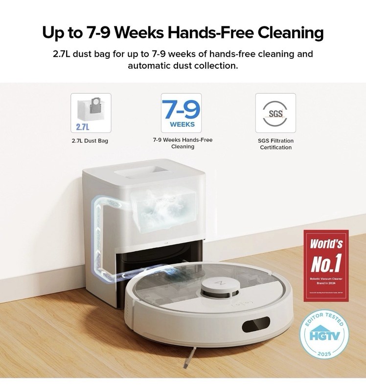 Roborock Q7 M5+ Self-Empty Robot Vacuum Cleaner & Mop, 10000Pa, Dual Anti-Tangle gallery