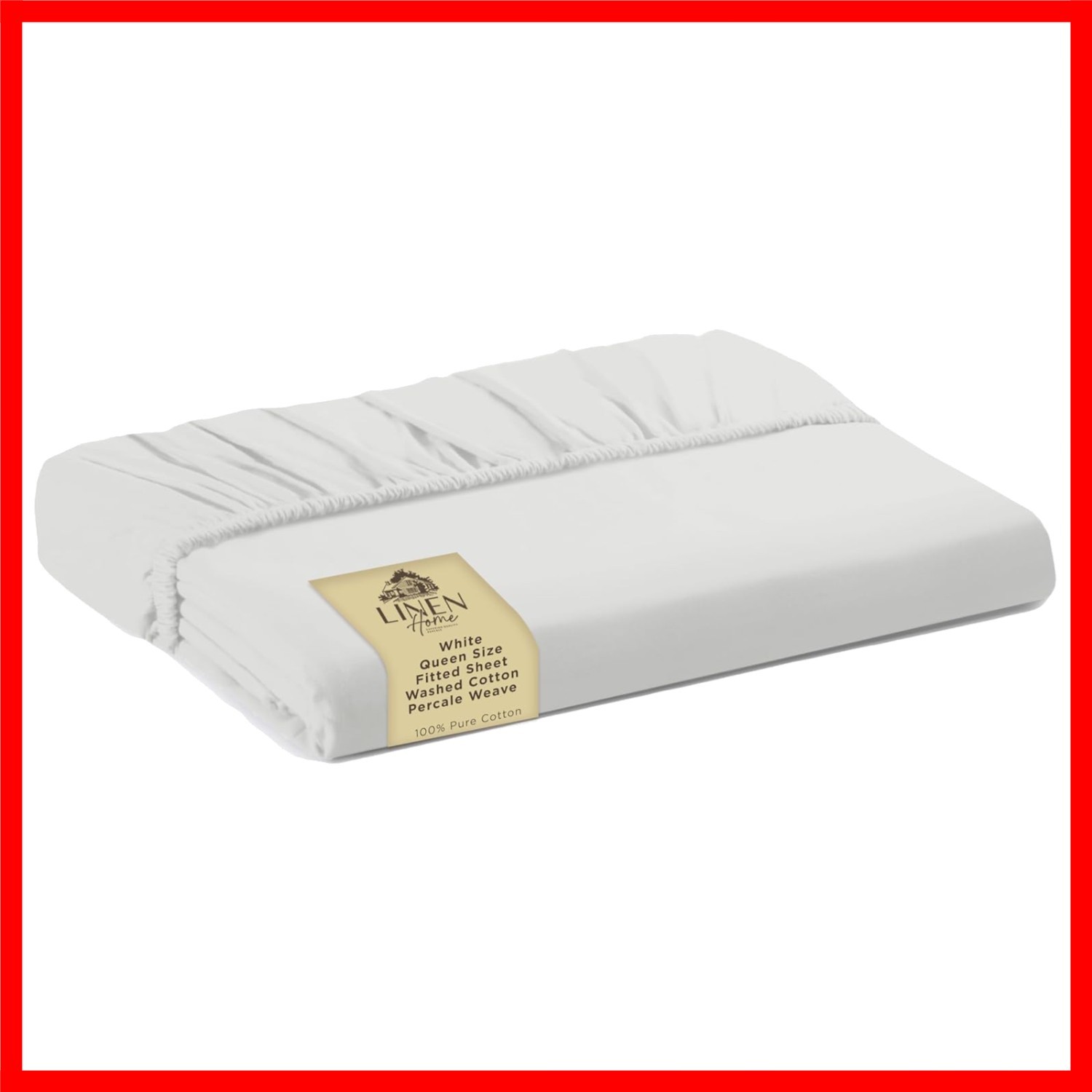 Washed Cotton Percale Fitted Sheet Queen Size White 1 Deep Pocket Fitted Shee... gallery