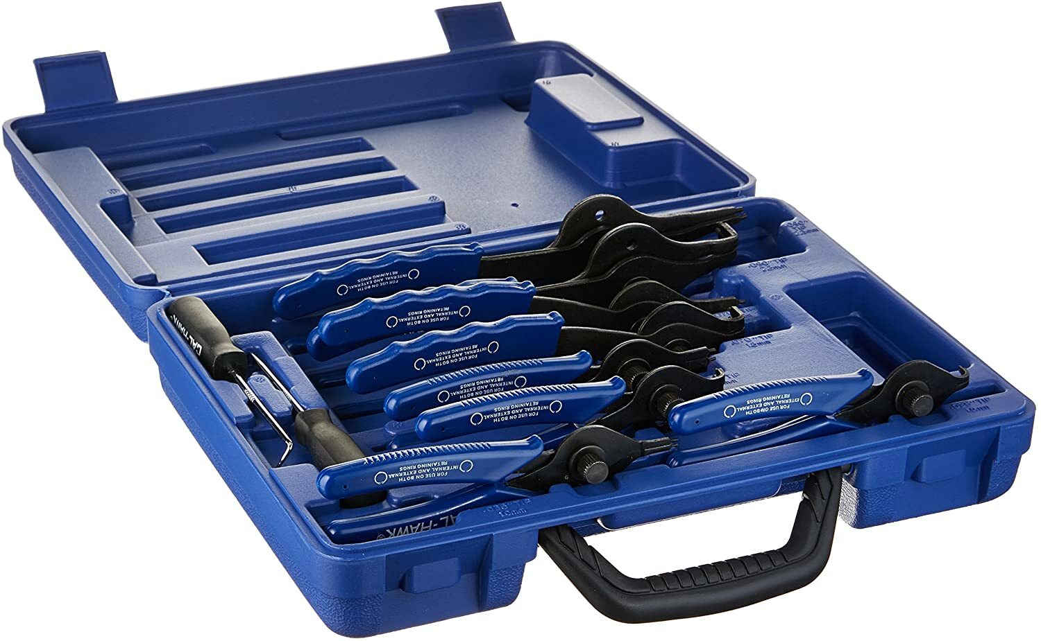 CAL-HAWK PROFESSIONAL 11pc Sure Grip Heavy SNAP RING PLIERS Set w/ Carry Case gallery