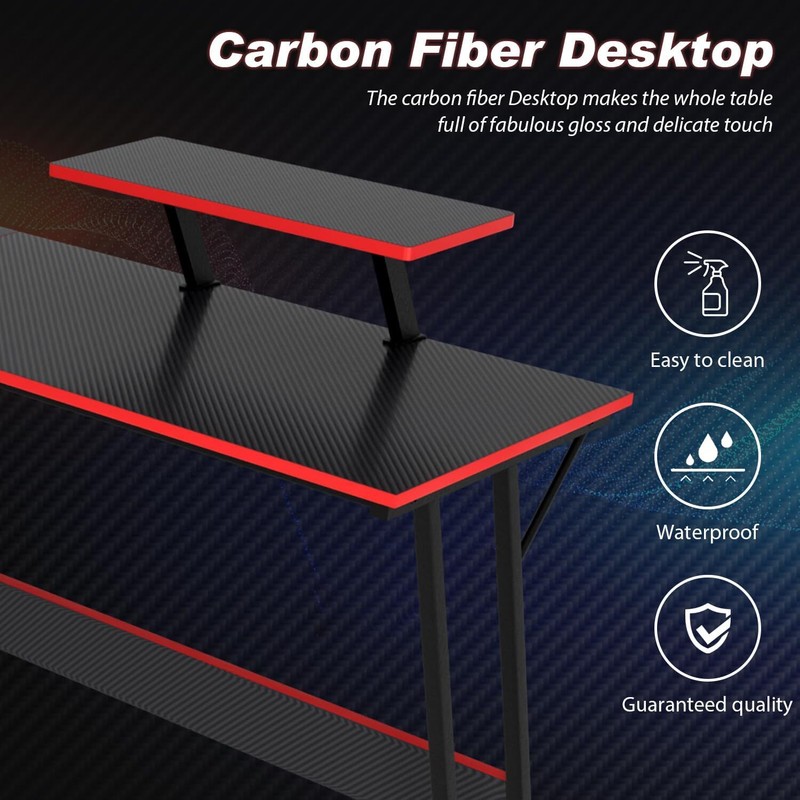 Gaming Desk, L Shaped Corner Computer Desk PC Table Home Office Study Desk Black gallery