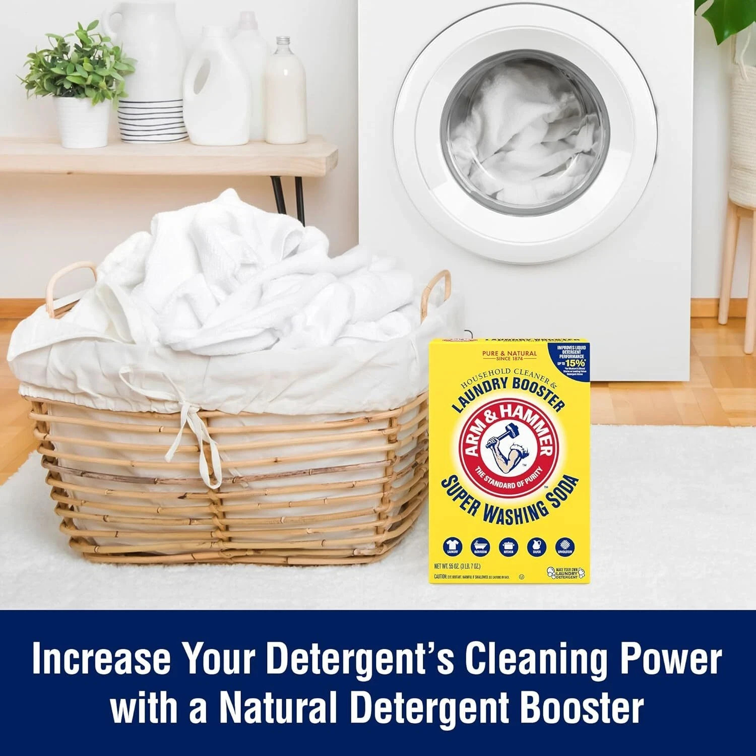 Arm & Hammer Super Washing Soda Detergent Booster & Household Cleaner, 55oz. gallery