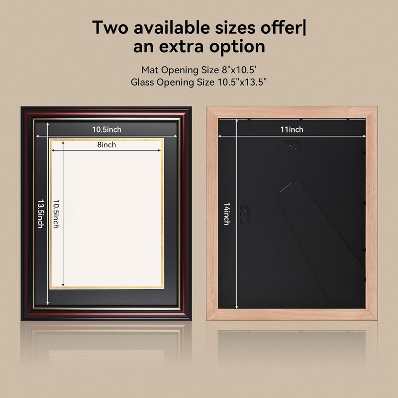 Solid Wood Diploma Frame 8.5 X 11 Certificate Frames with Maroon Mat or 11X14 Do gallery