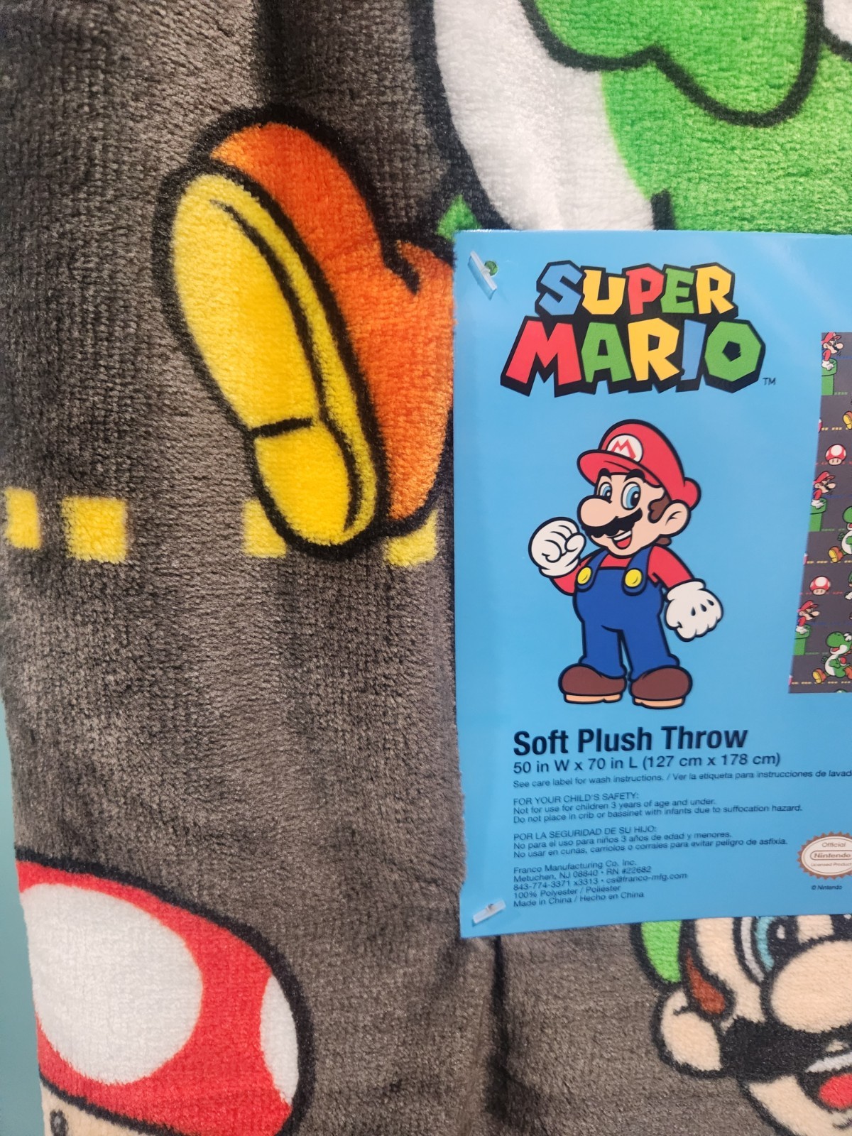 NINTENDO SUPER MARIO LUIGI & FRIENDS SOFT PLUSH THROW 50IN X 70IN AGE 3+ NWT gallery