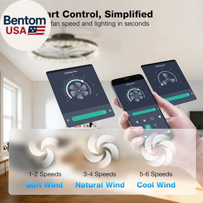 Ceiling Fans with Lights and Remote, 20'' Low Profile Ceiling Fans, 3000-6000K D gallery